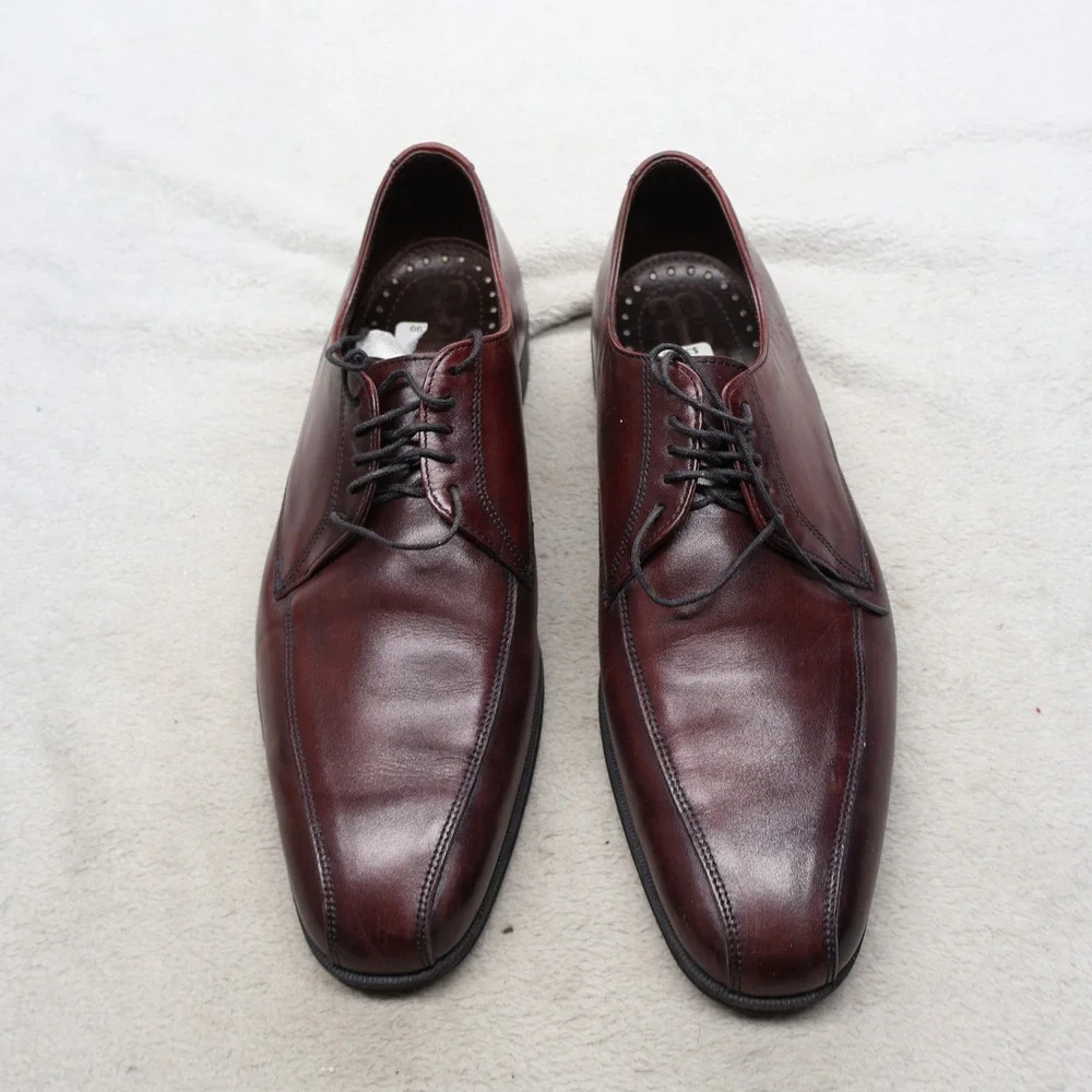 Allen Edmonds Mens 10 Oxford Dress Shoes Red Leather Woven Classic Lace Up USA